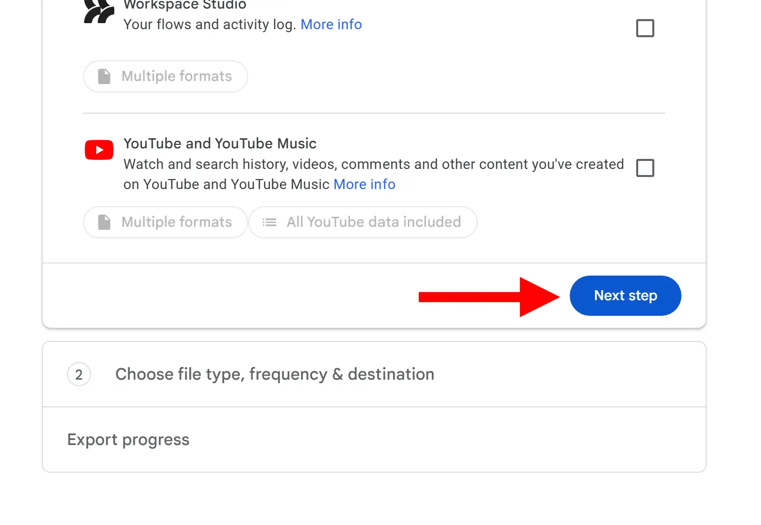 Gemini export step 2